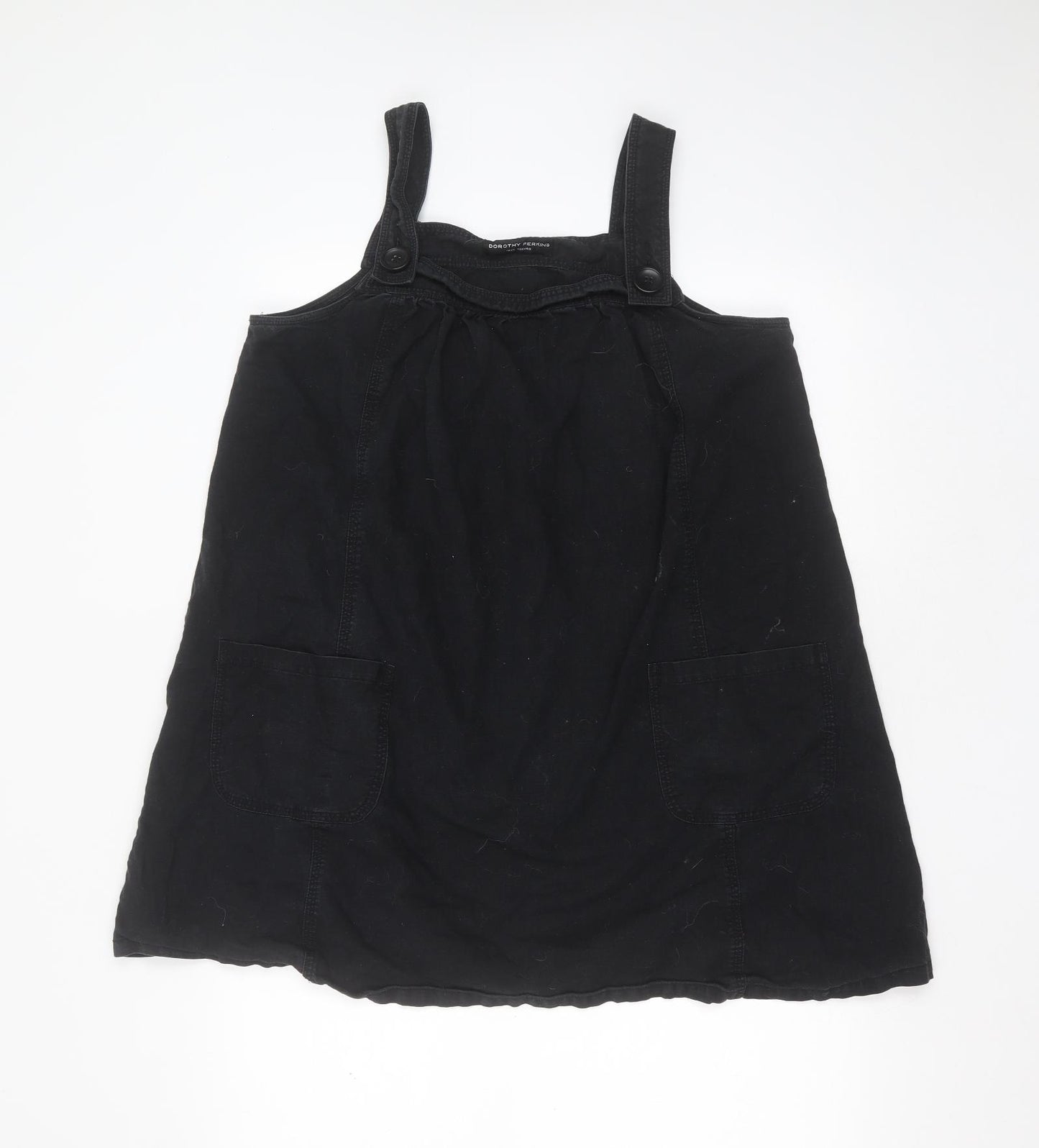 Dorothy Perkins Womens Black  Cotton Basic Blouse Size 14 Square Neck