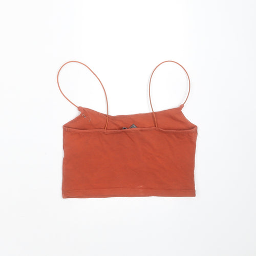Primark Womens Brown  Cotton Cropped T-Shirt Size XS Round Neck