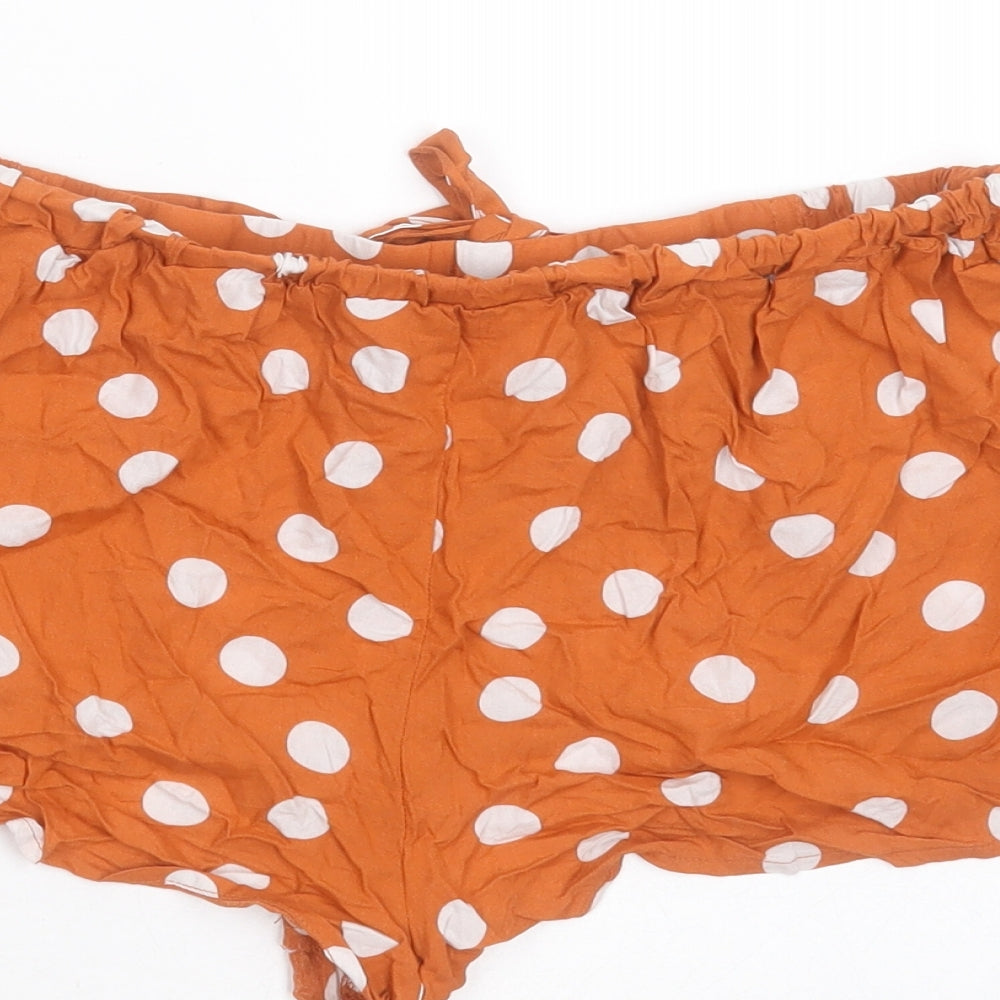 Primark Womens Orange Polka Dot Cotton Blend  Sleep Shorts Size M