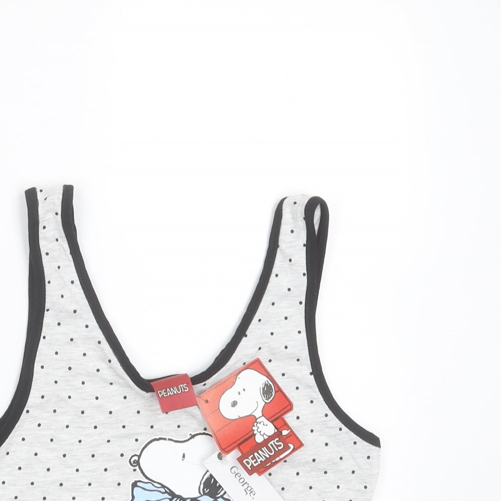George Womens Grey Polka Dot Cotton Top Pyjama Top Size 4   - peanuts