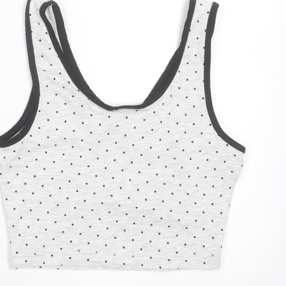 George Womens Grey Polka Dot Cotton Top Pyjama Top Size 4   - peanuts