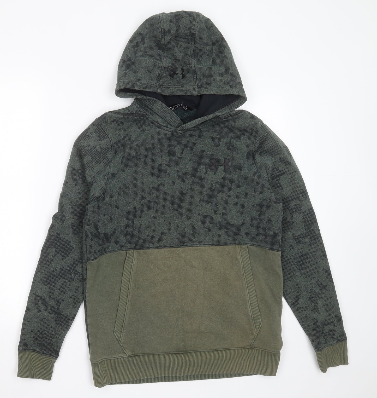 Under armour Mens Green Camouflage Cotton Pullover Hoodie Size S