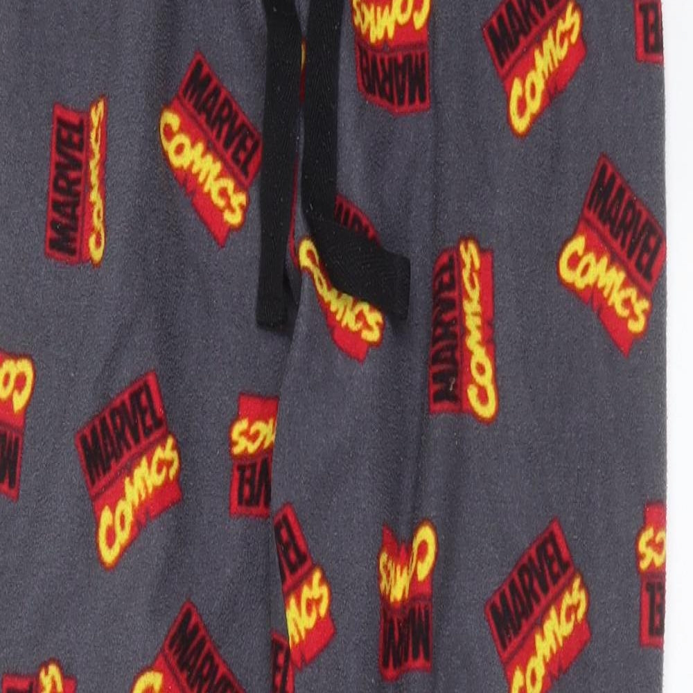 Primark Mens Grey Solid Polyester  Pyjama Pants Size M   - marvel comics