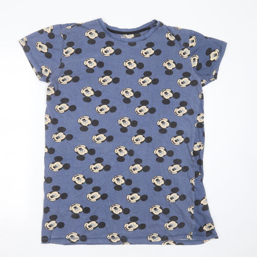 Primark Womens Blue Solid Cotton Top Nightshirt Size M   - mickey mouse
