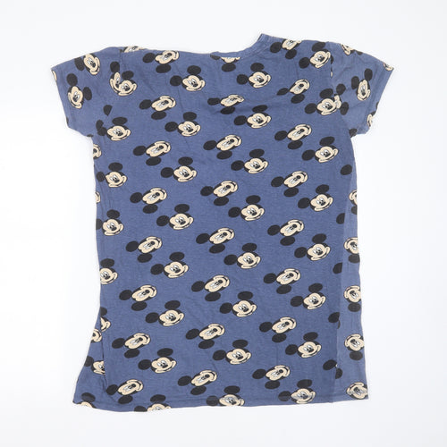 Primark Womens Blue Solid Cotton Top Nightshirt Size M   - mickey mouse