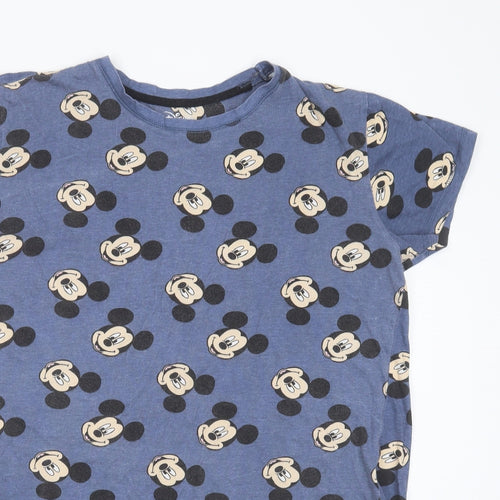 Primark Womens Blue Solid Cotton Top Nightshirt Size M   - mickey mouse