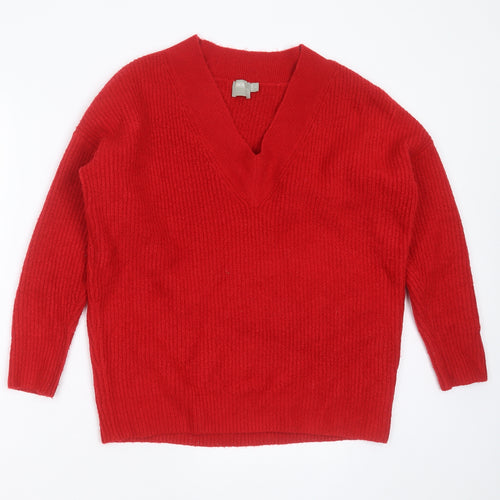 ASOS Womens Red V-Neck  Acrylic Pullover Jumper Size 6