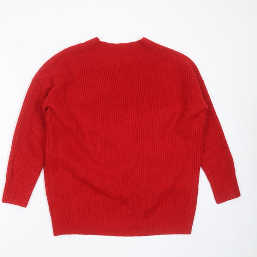 ASOS Womens Red V-Neck  Acrylic Pullover Jumper Size 6