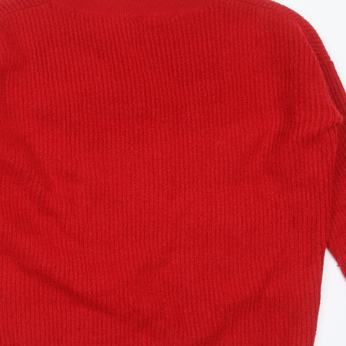 ASOS Womens Red V-Neck  Acrylic Pullover Jumper Size 6