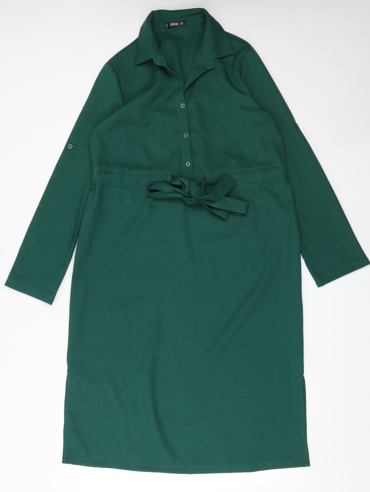 SheIn Womens Green  Polyester Fit & Flare  Size S  Collared