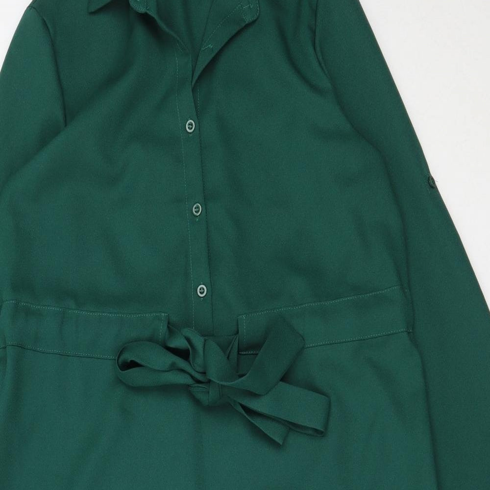 SheIn Womens Green  Polyester Fit & Flare  Size S  Collared