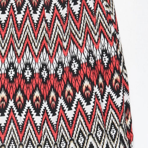 LC Waikiki Womens Red Geometric Viscose Maxi  Size 38  Round Neck