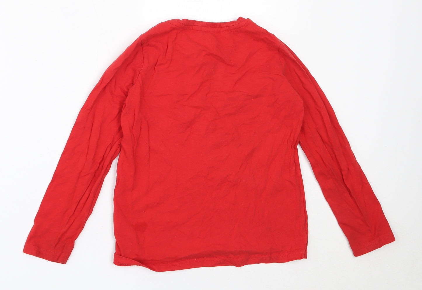 Primark Boys Red  Cotton Basic T-Shirt Size 8-9 Years Round Neck  - christmas