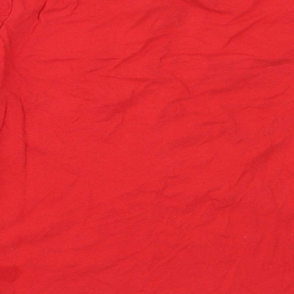 Primark Boys Red  Cotton Basic T-Shirt Size 8-9 Years Round Neck  - christmas