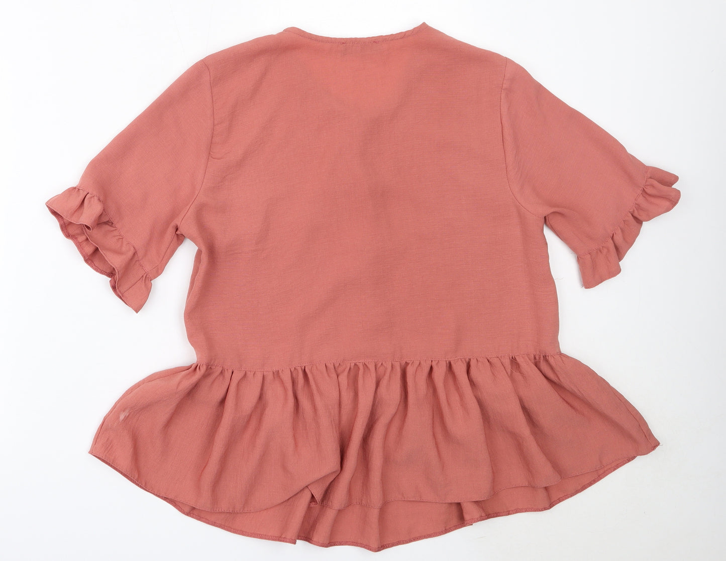 Papaya Womens Pink  Polyester Basic Blouse Size 12 Round Neck