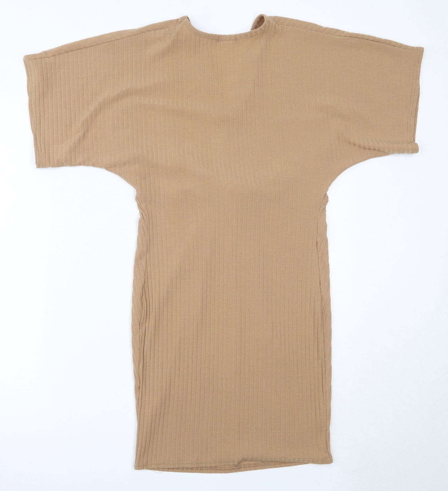 Boohoo Womens Beige  Polyester Mini  Size 10  V-Neck