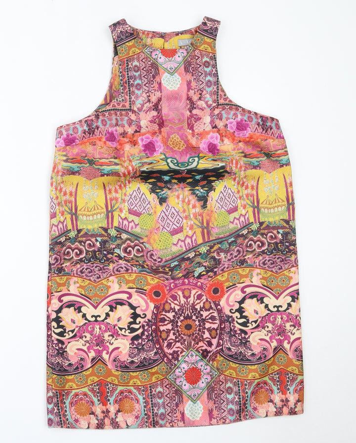 Preworn Womens Pink Geometric Polyester Shift Size M Round Neck