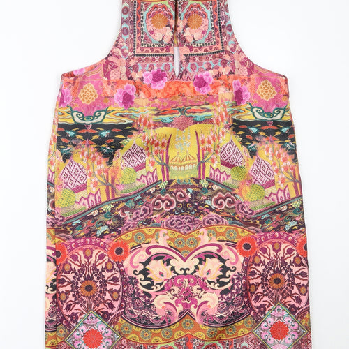 Preworn Womens Pink Geometric Polyester Shift  Size M  Round Neck