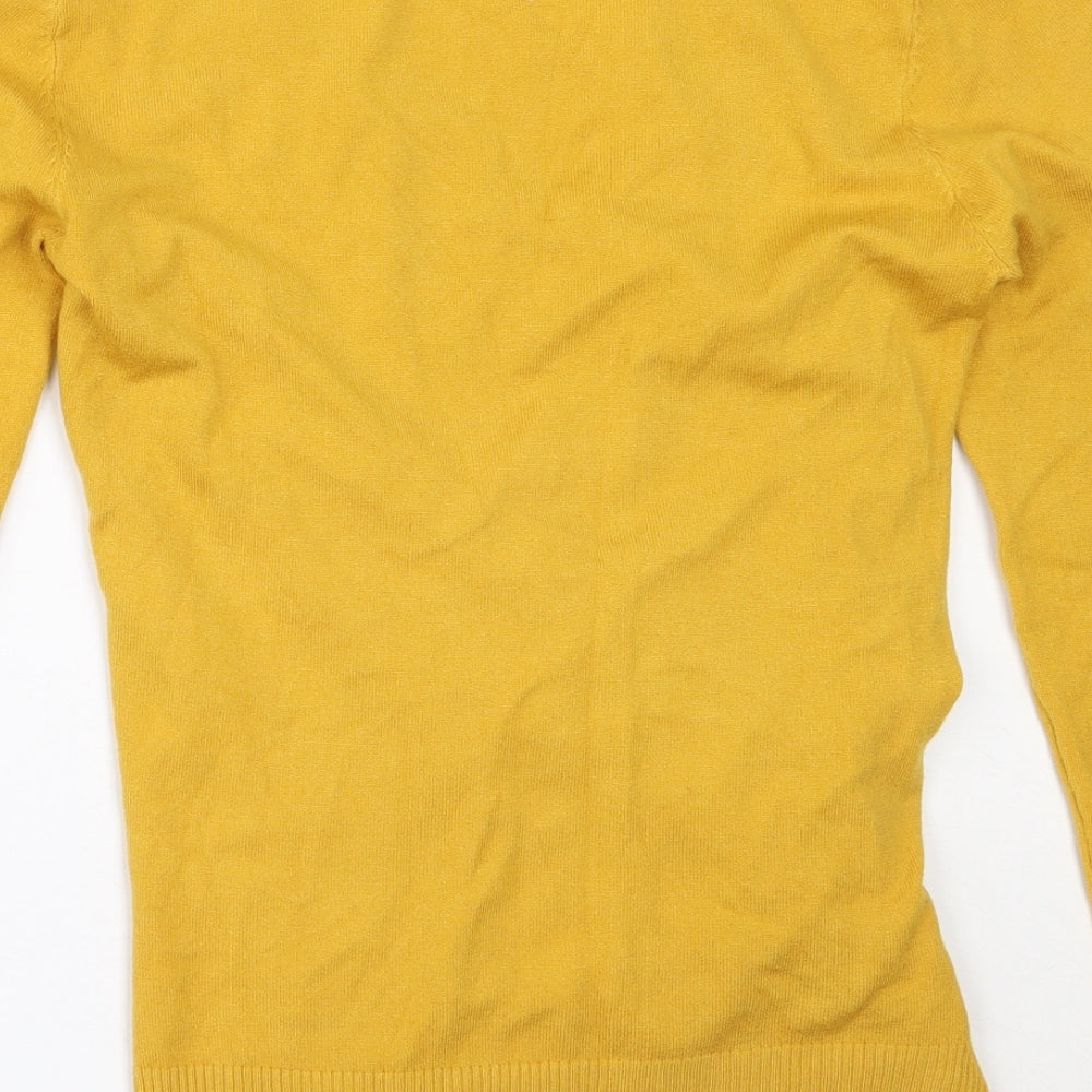 B.L Fashion Womens Yellow V-Neck  Modal Pullover Jumper Size S