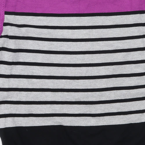 Preworn Womens Purple Round Neck Striped Viscose Pullover Jumper Size 12