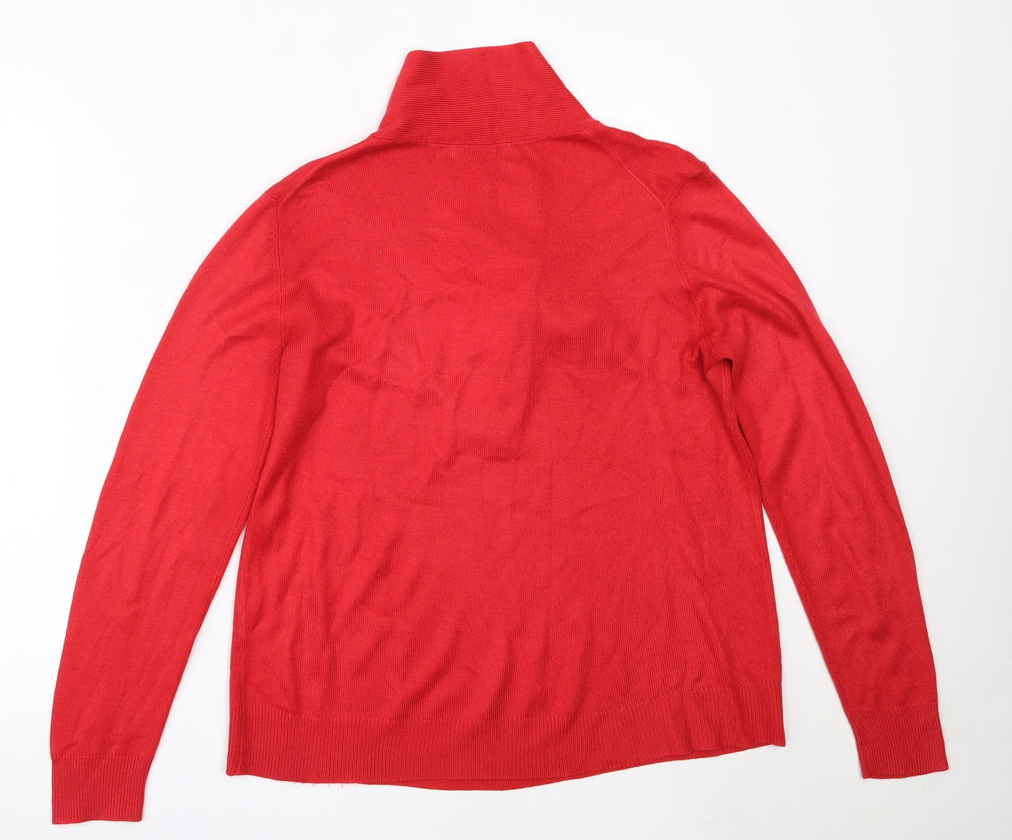 Poppy Womens Red V-Neck  Acrylic Pullover Jumper Size 12
