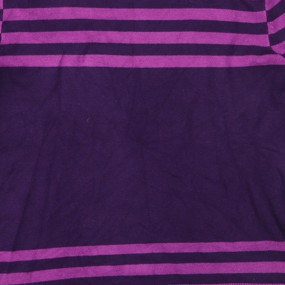 Preworn Womens Purple Square Neck Striped Viscose Pullover Jumper Size 12