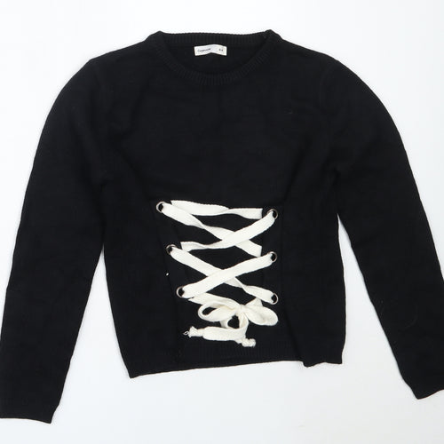 Copperose Womens Black Round Neck  Viscose Pullover Jumper Size S