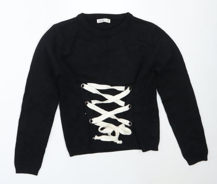 Copperose Womens Black Round Neck Viscose Pullover Jumper Size S