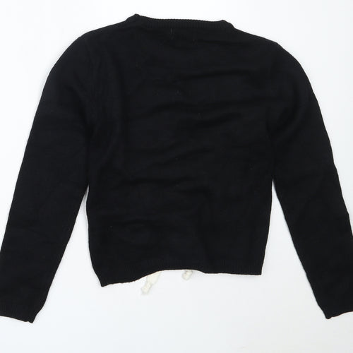 Copperose Womens Black Round Neck  Viscose Pullover Jumper Size S