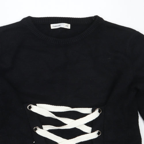 Copperose Womens Black Round Neck  Viscose Pullover Jumper Size S