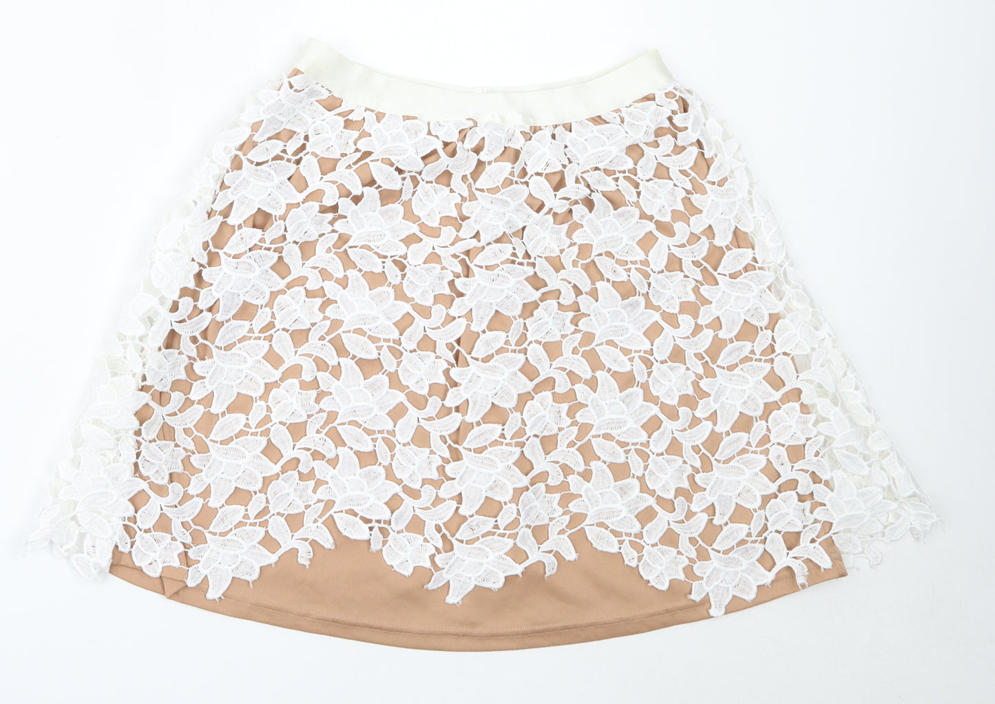 Missguided Womens Beige  Polyester Flare Skirt Size 8