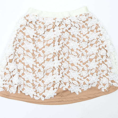 Missguided Womens Beige  Polyester Flare Skirt Size 8