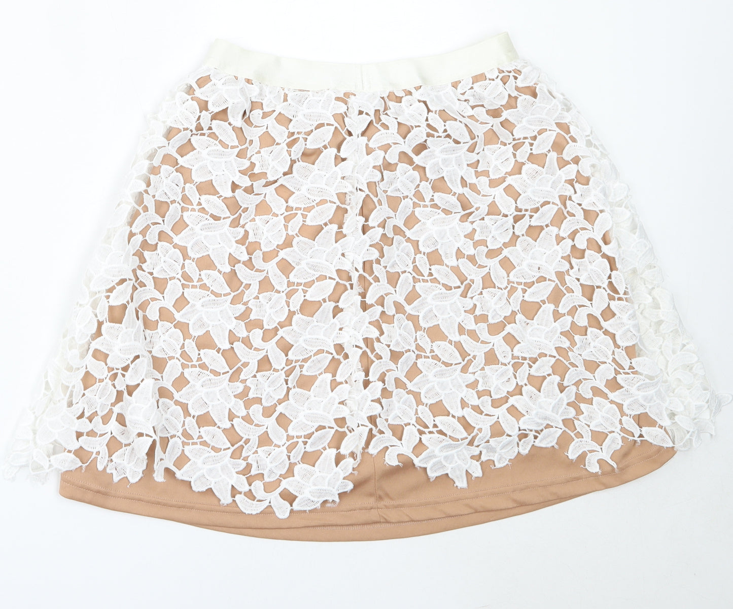 Missguided Womens Beige  Polyester Flare Skirt Size 8