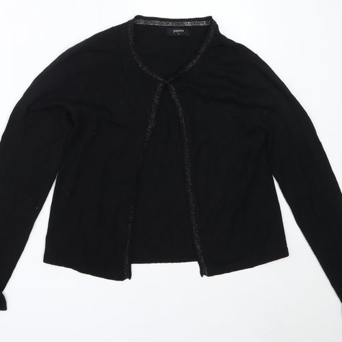 Papaya Womens Black Round Neck  Viscose Cardigan Jumper Size S