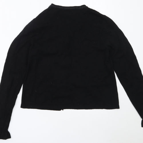 Papaya Womens Black Round Neck  Viscose Cardigan Jumper Size S