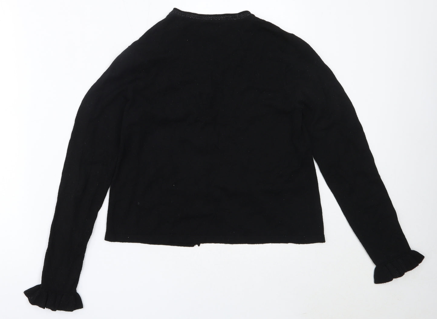 Papaya Womens Black Round Neck  Viscose Cardigan Jumper Size S
