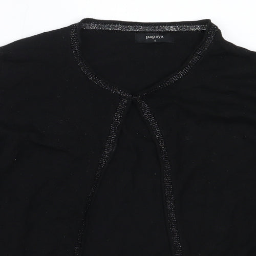 Papaya Womens Black Round Neck  Viscose Cardigan Jumper Size S