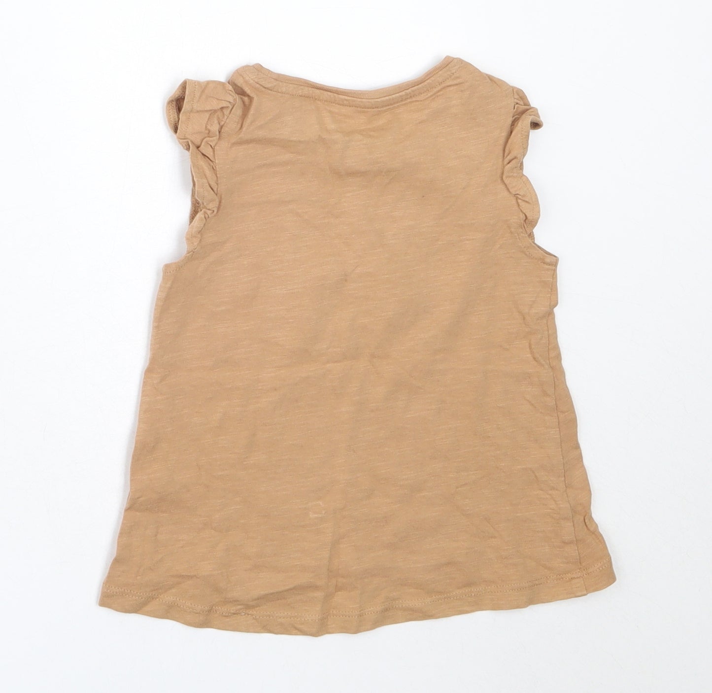 TU Girls Beige  Cotton Basic Tank Size 18-24 Months Round Neck