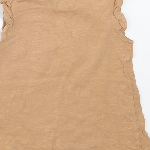 TU Girls Beige  Cotton Basic Tank Size 18-24 Months Round Neck