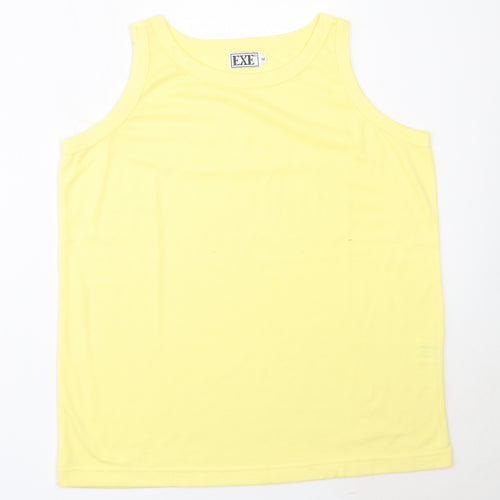 EXE Womens Yellow  Cotton Basic Tank Size M Round Neck