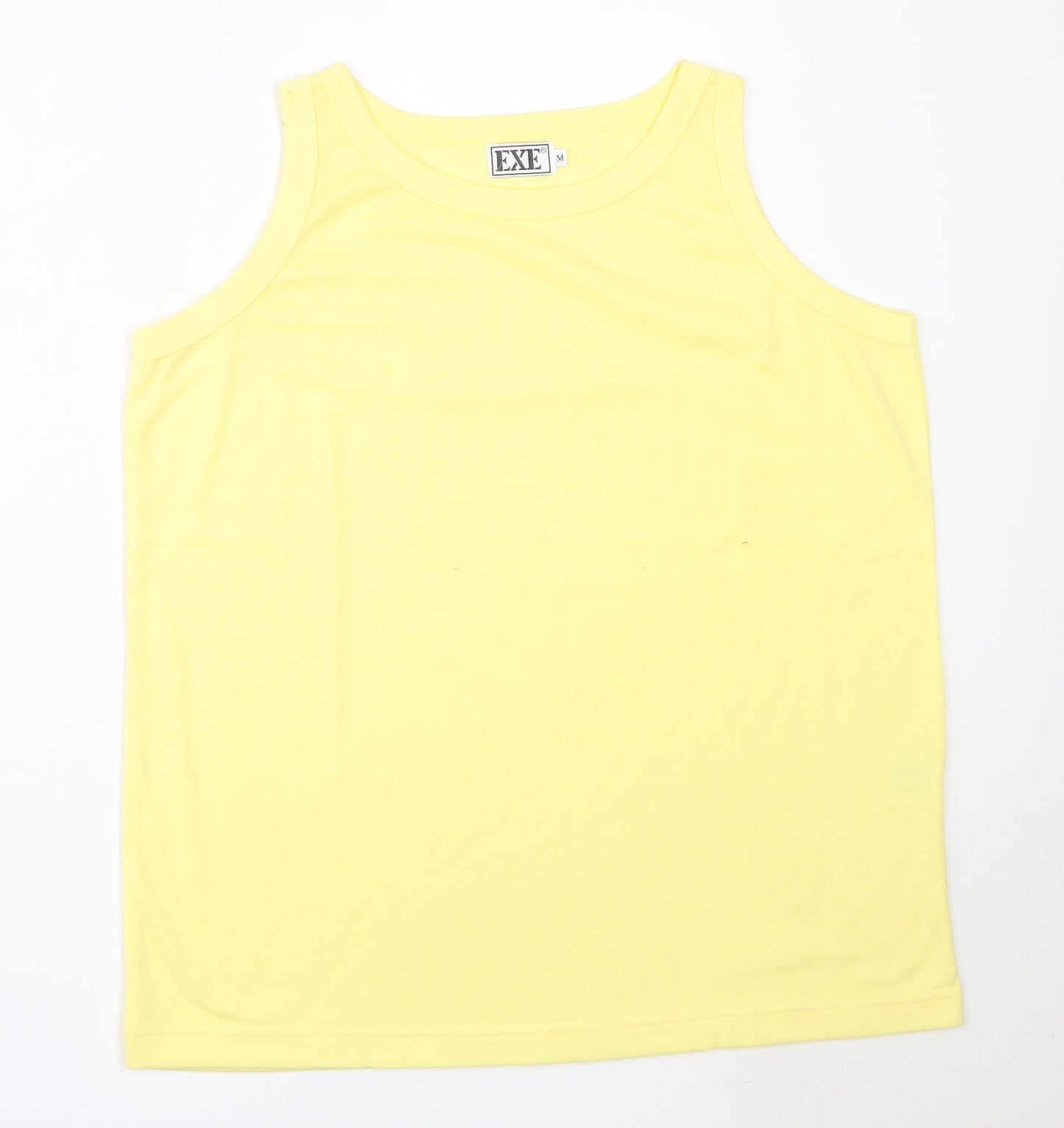 EXE Womens Yellow  Cotton Basic Tank Size M Round Neck