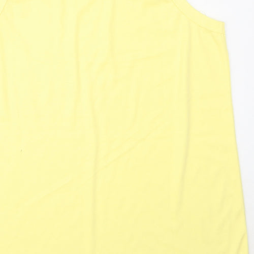 EXE Womens Yellow  Cotton Basic Tank Size M Round Neck