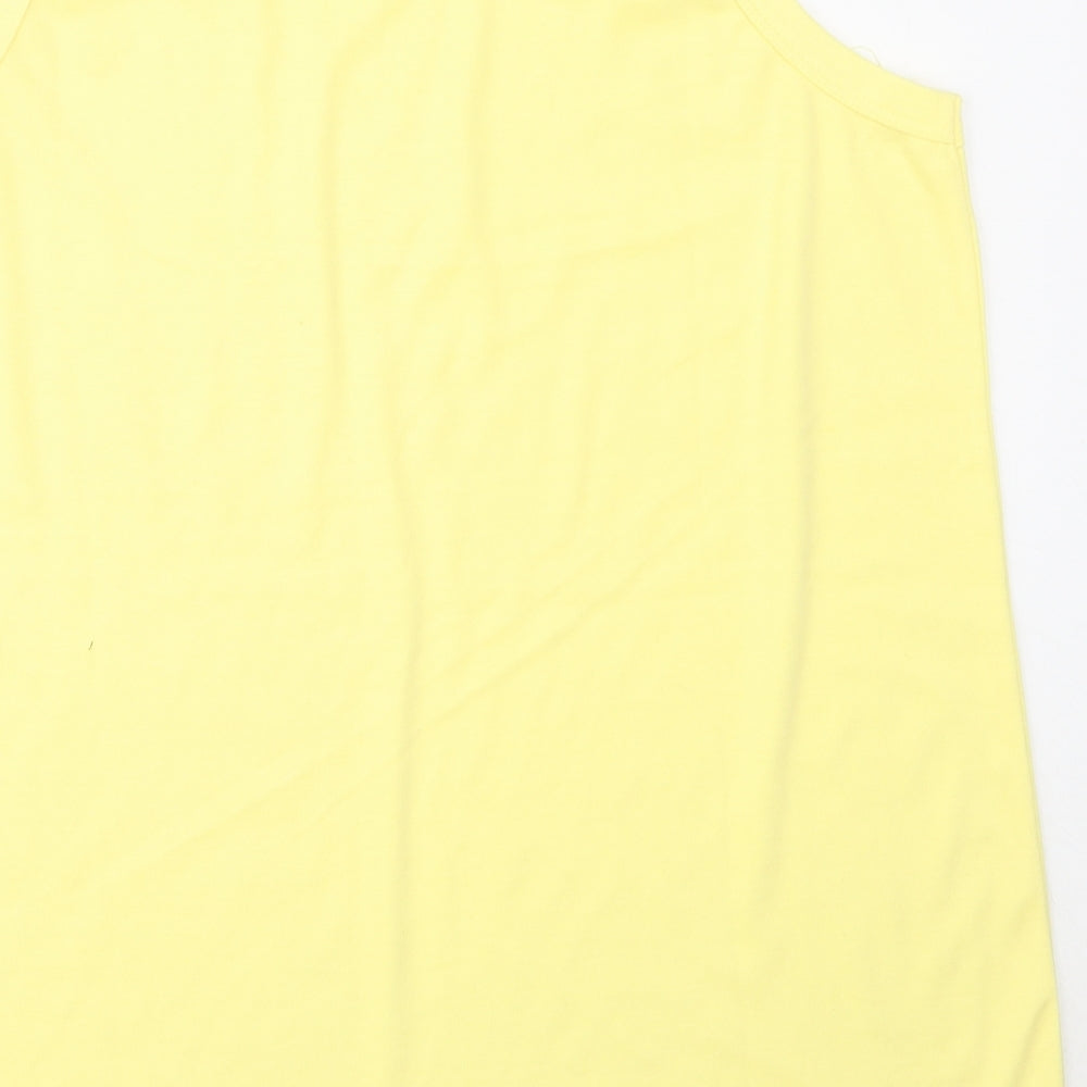 EXE Womens Yellow  Cotton Basic Tank Size M Round Neck