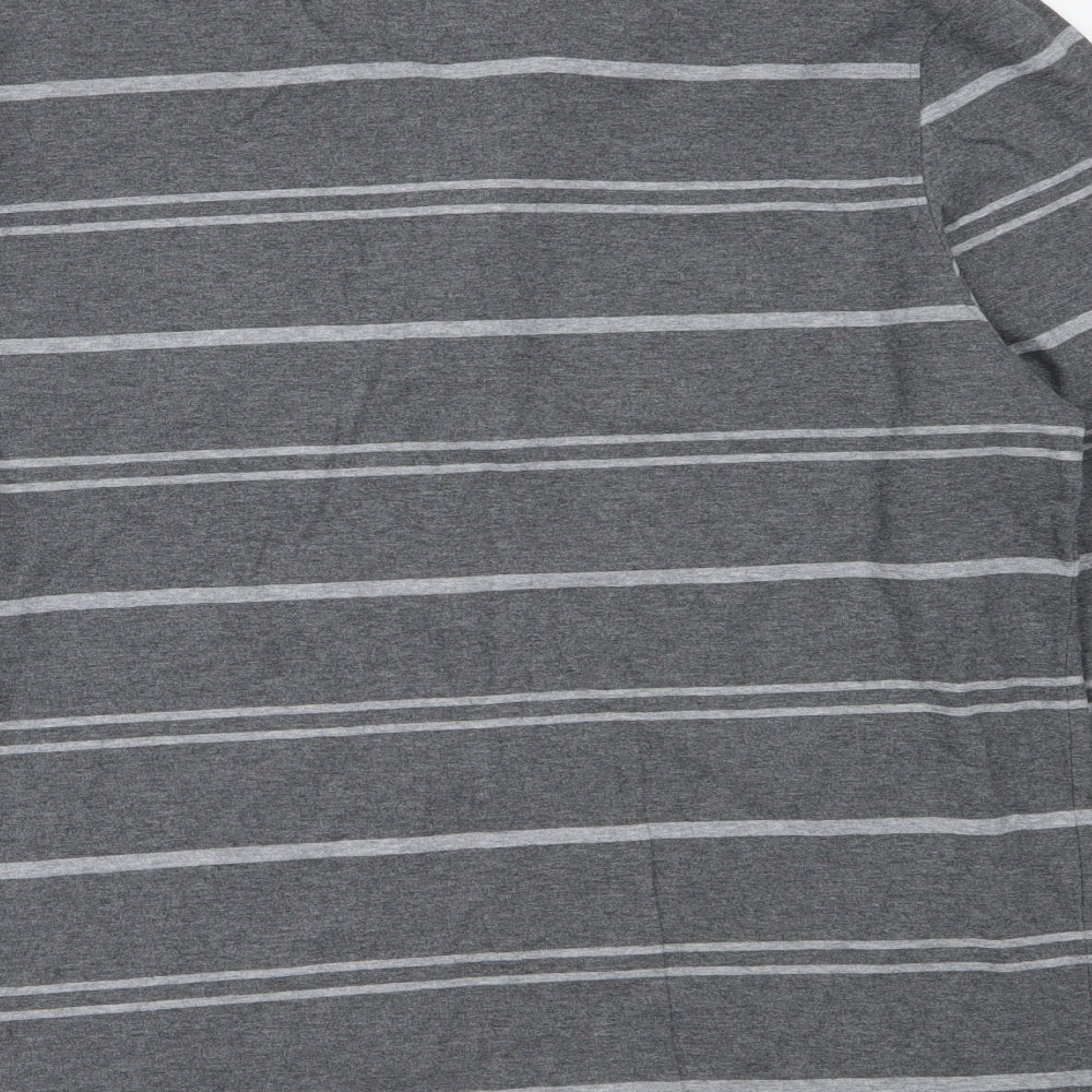 Marks and Spencer Mens Grey Striped Cotton  Polo Size M Collared