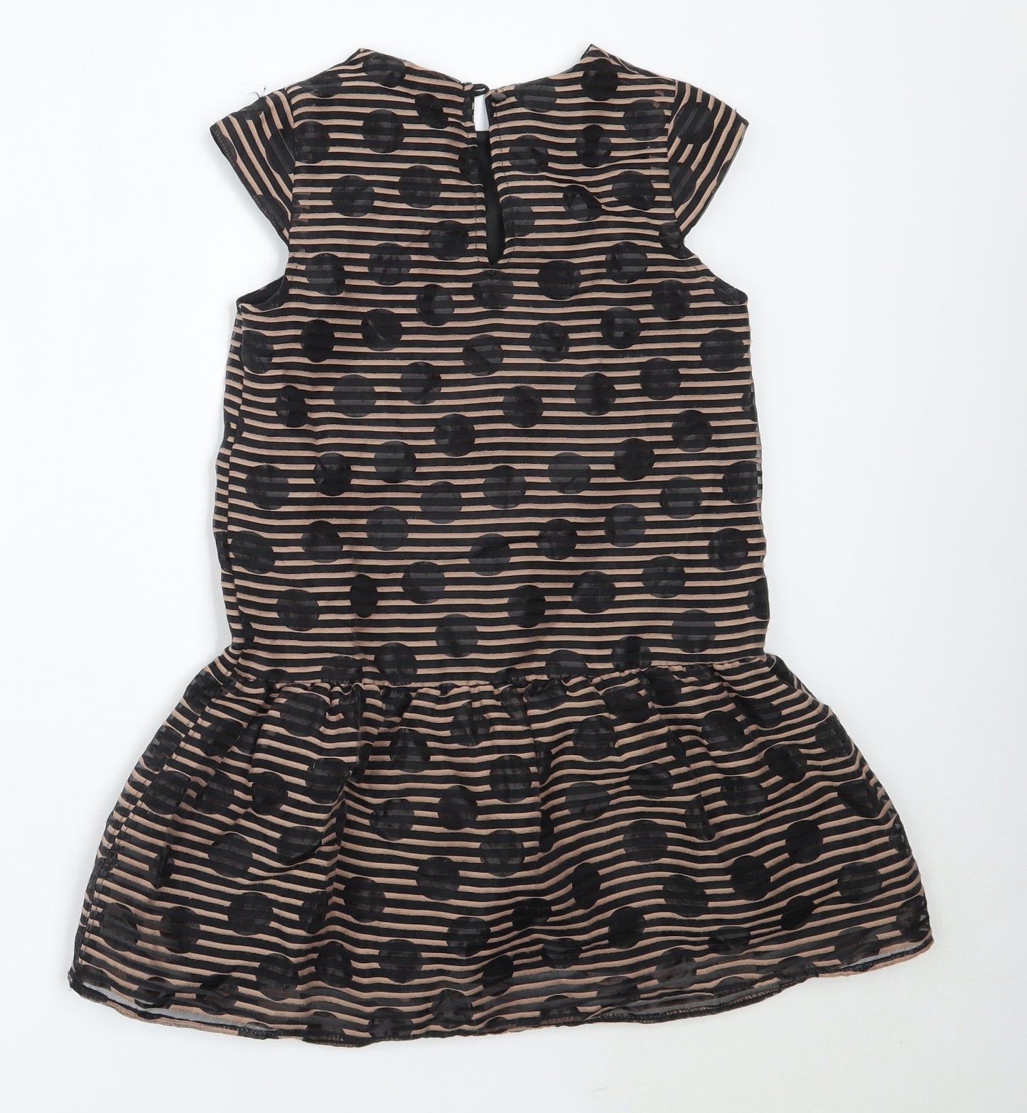 NEXT Girls Black Polka Dot Polyester Shift  Size 8 Years  Round Neck