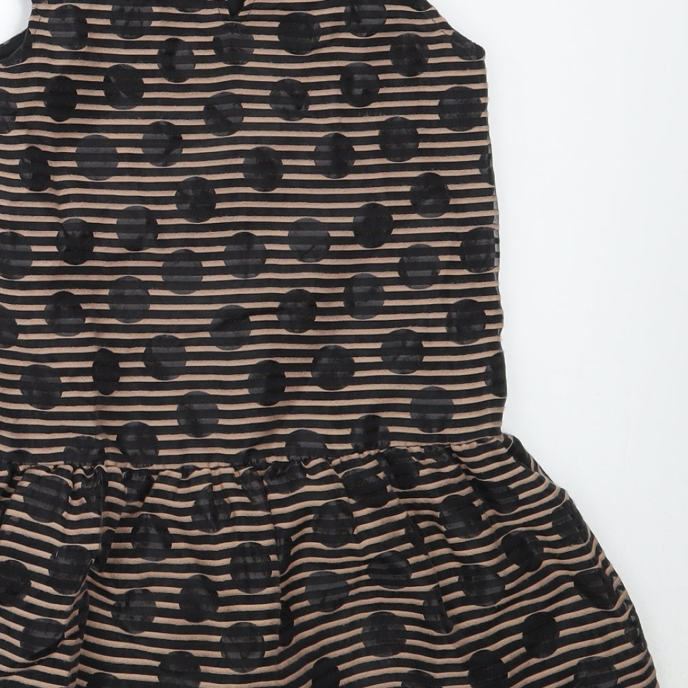 NEXT Girls Black Polka Dot Polyester Shift  Size 8 Years  Round Neck