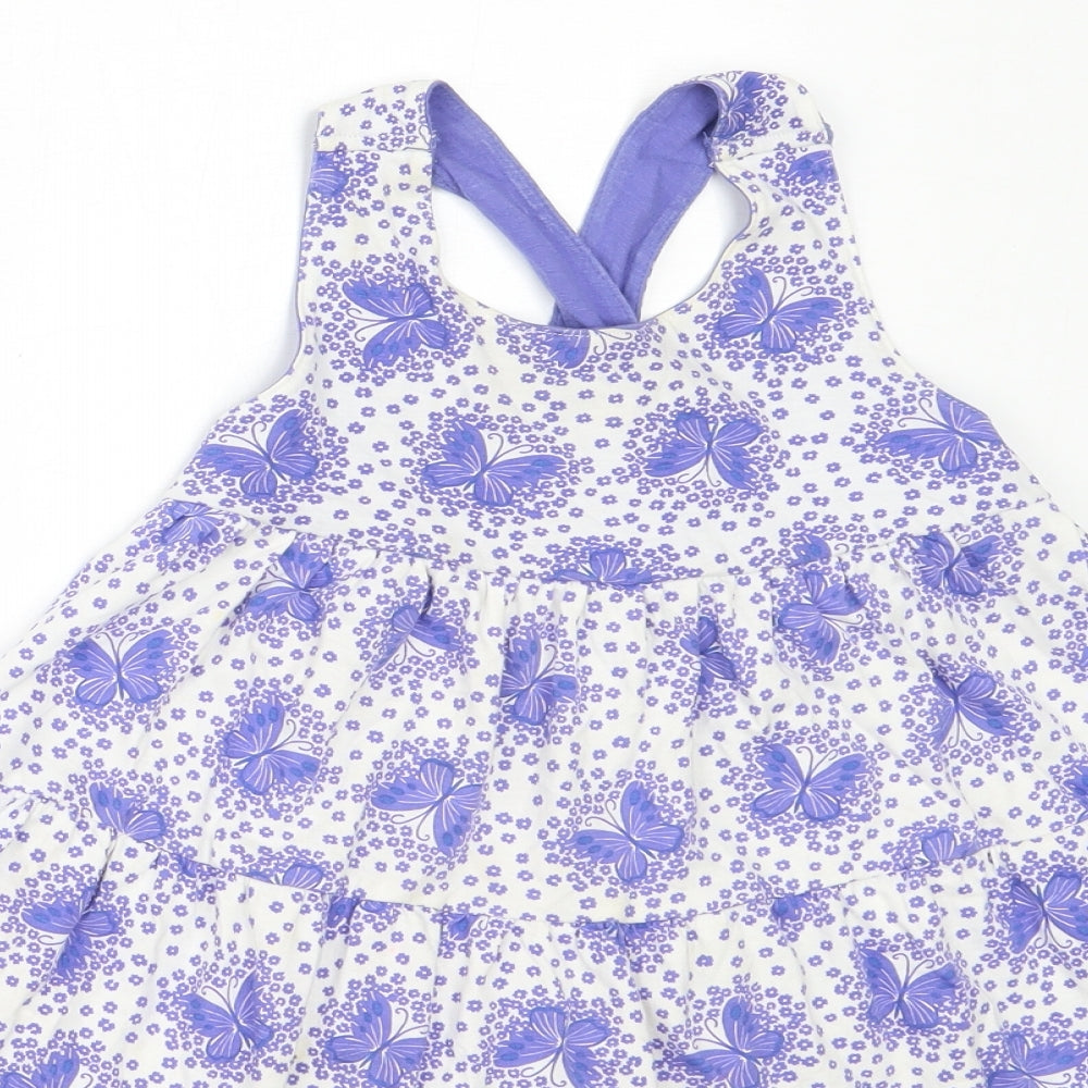 Mothercare Girls Purple  Cotton Trapeze & Swing  Size 6-7 Years  Square Neck