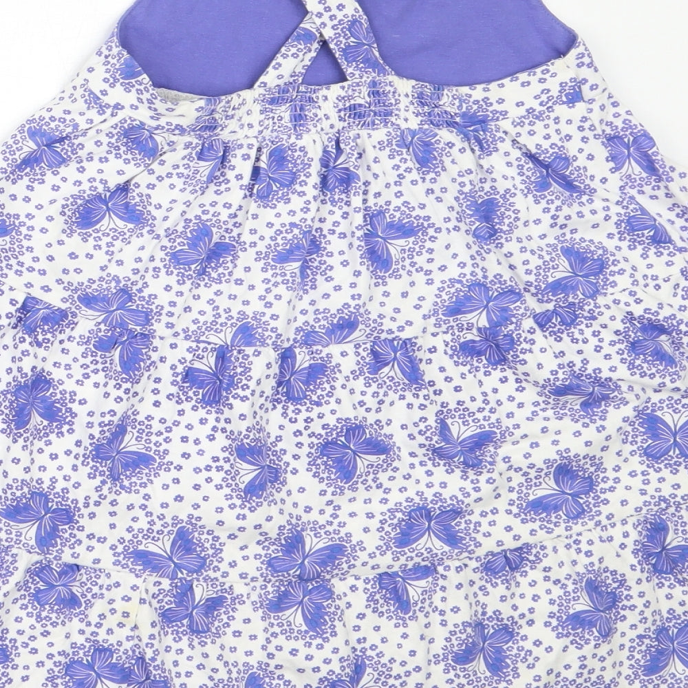 Mothercare Girls Purple  Cotton Trapeze & Swing  Size 6-7 Years  Square Neck