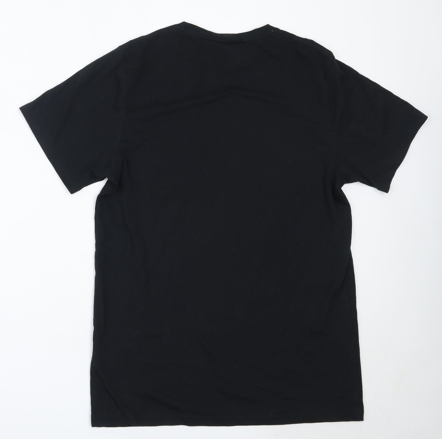 Luciano Mens Black  Cotton  T-Shirt Size L Round Neck