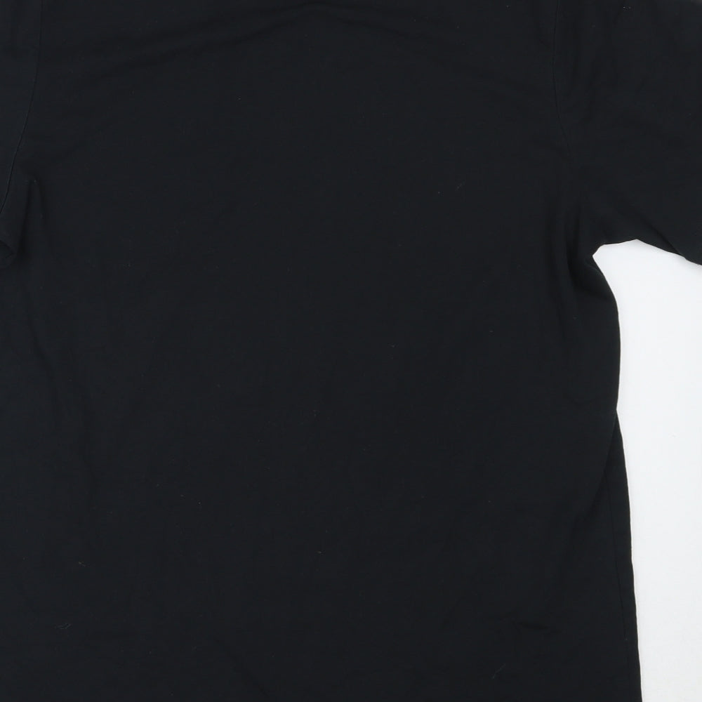 Luciano Mens Black  Cotton  T-Shirt Size L Round Neck